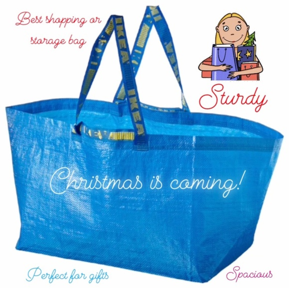 2 blue Ikea bags STURDY for shopping laundry storage or gift carrying spacious